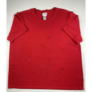 Liz Baker Sweater Crew Neck Acrylic Cotton Red Business Casual Womans Size 2X